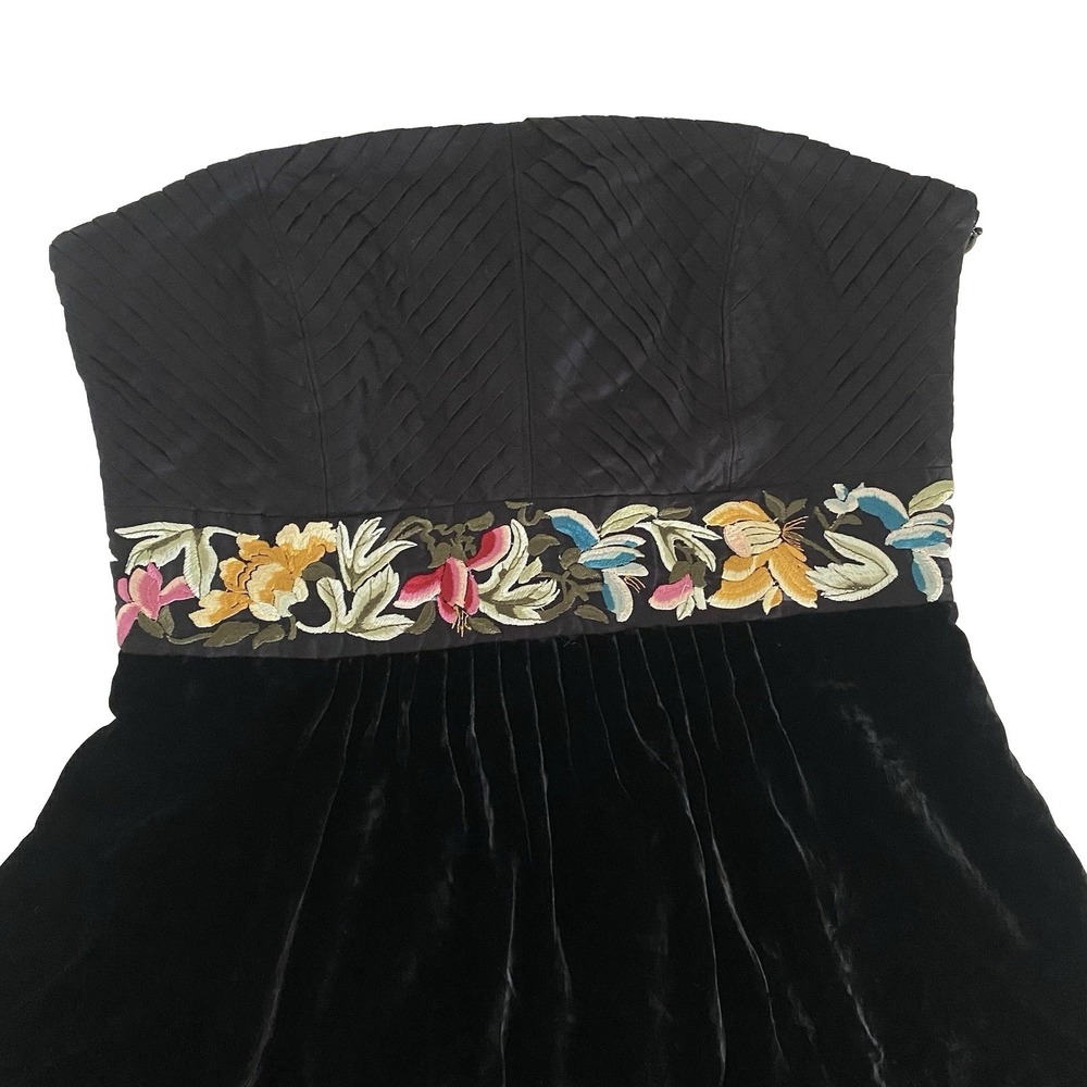 Floreat 10 Black Velvet Babydoll Embroidered Dress Fairy Grunge Y2K Whimsigoth